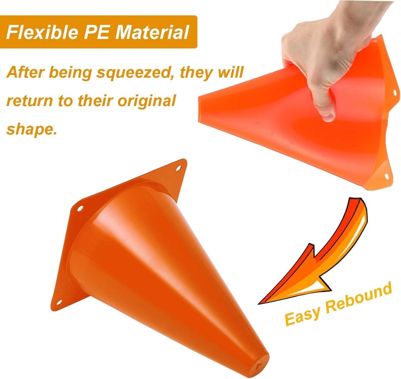 Aphrolin 7 Inch Soccer Cones with Carry Bag,15 Pcs Sports Training Cones, Basketball Football Skating Drills Cones, Small Plastic Agility Marker Cone For Indoor and Outdoor Games,Orange Mini Traffic Cones - Image 4